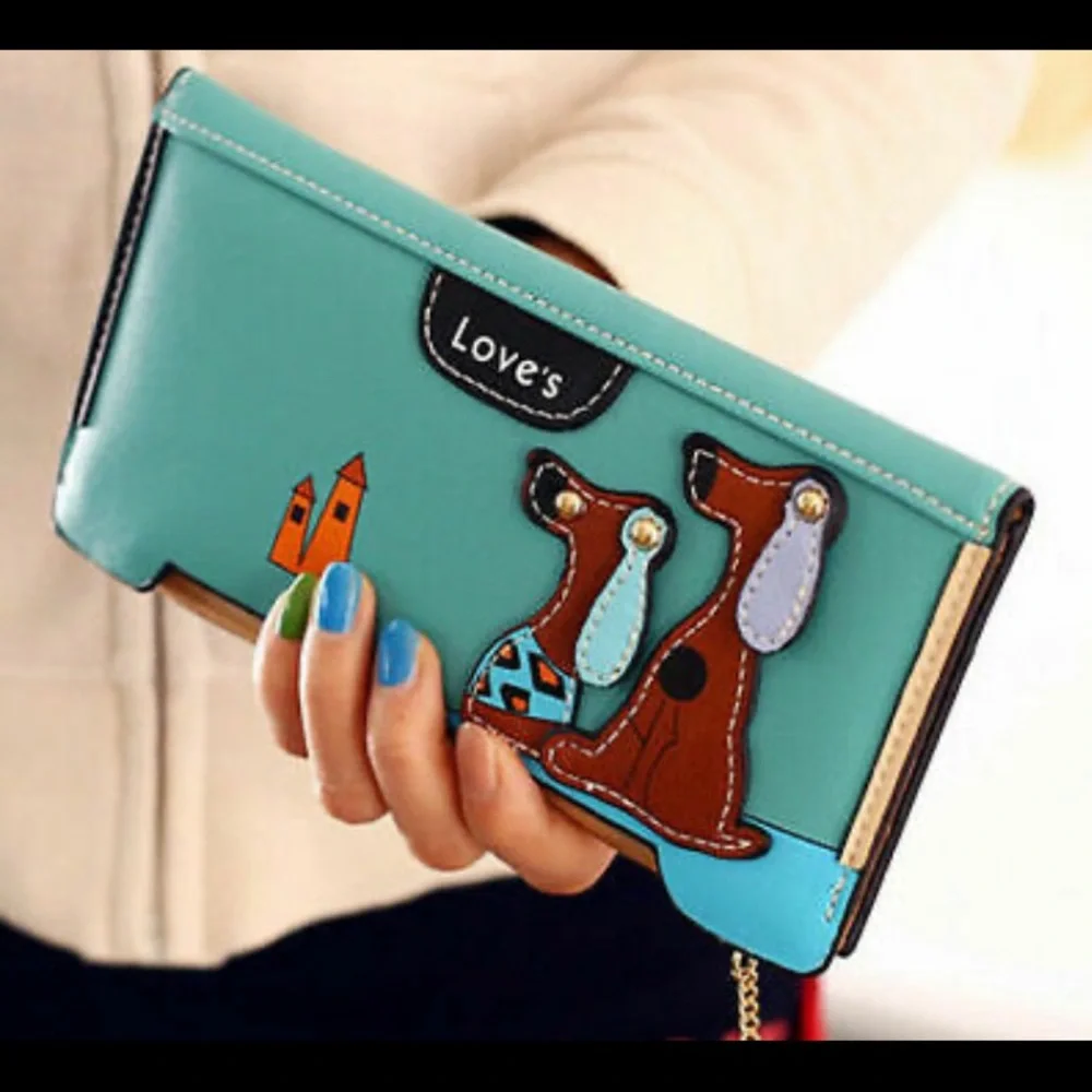 Blue Vegan Leather Dog Clutch‎ Wallet